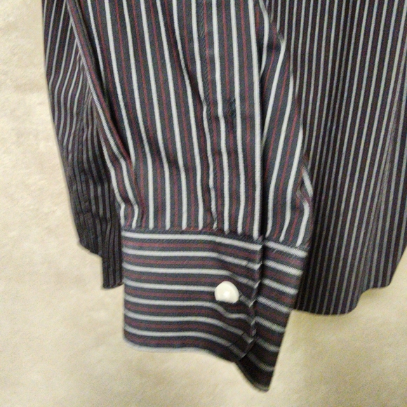 Roundtree & Yorke Gold Label Mens Stripe Shirt Long Sleeve Button Front Sz L - Picture 7 of 11